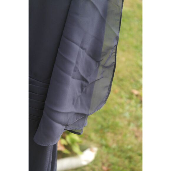 NWT Chiffon Ruched Asymmetrical Bride/Groom Mother Formal Gown Dusky Purple 16 - Picture 6 of 11